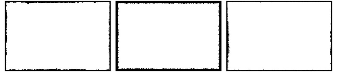 Frames in grunge style. Abstract rectangles with space for text. Monochrome elements.