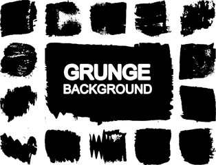 A set of vector grunge brushes. Abstract lines and spots. Dark ink texture.