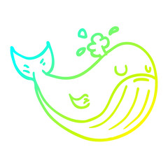 Fototapeta premium cold gradient line drawing cartoon sea whale
