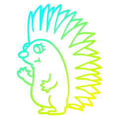 cold gradient line drawing cartoon spiky hedgehog