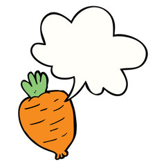 cartoon root vegetable and speech bubble