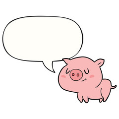 cute cartoon pig and speech bubble
