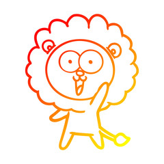 warm gradient line drawing happy cartoon lion