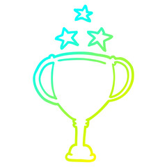 cold gradient line drawing cartoon sports trophy