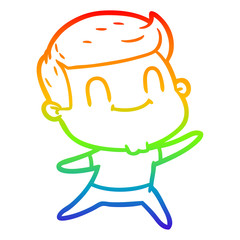 rainbow gradient line drawing cartoon friendly man