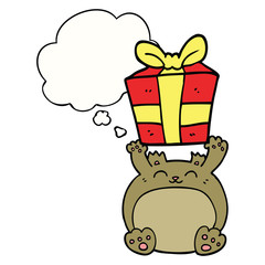 cute cartoon christmas bear and thought bubble