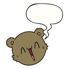 cute cartoon teddy bear face and speech bubble