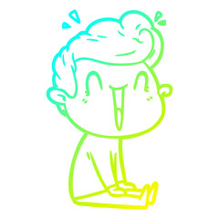 cold gradient line drawing cartoon excited man