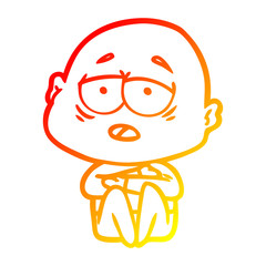 warm gradient line drawing cartoon tired bald man