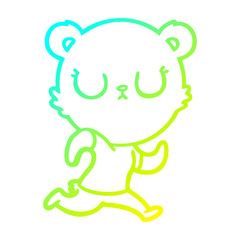 cold gradient line drawing peaceful cartoon bear running