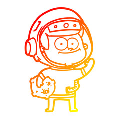 Obraz premium warm gradient line drawing happy astronaut cartoon