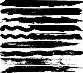 Grunge vector brush. Abstract black spots on a white background. Templates for the destruction of text and print. Isolated lines.