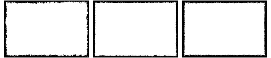 Frames in grunge style. Abstract rectangles with space for text. Monochrome elements.