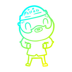 cold gradient line drawing cartoon bearded man
