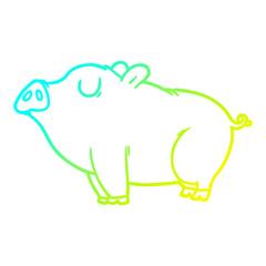 cold gradient line drawing cartoon pig