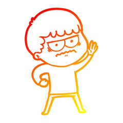 warm gradient line drawing cartoon annoyed man
