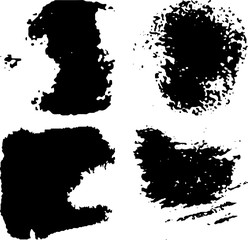 Set of paint strokes. Vector banners. Black spots on white background.