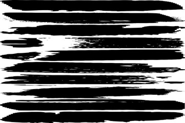 Vector brush set. Black paint strokes isolated on white background.