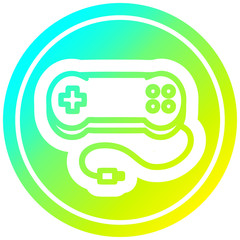 console game controller circular in cold gradient spectrum