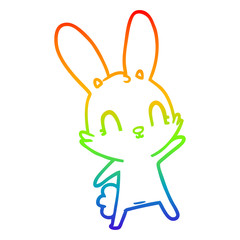 rainbow gradient line drawing cute cartoon rabbit