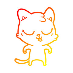 warm gradient line drawing cartoon cat