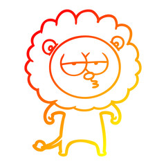warm gradient line drawing cartoon bored lion