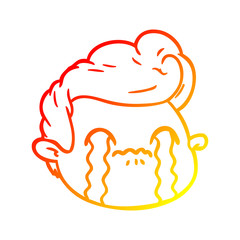 warm gradient line drawing cartoon crying boy
