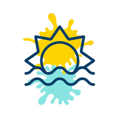 Sun in sea logo paint spots