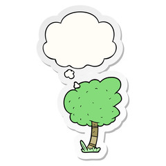cartoon tree and thought bubble as a printed sticker