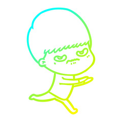 cold gradient line drawing cartoon angry boy