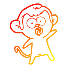 warm gradient line drawing cartoon shocked monkey