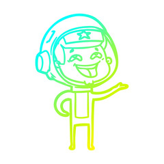 cold gradient line drawing cartoon laughing astronaut