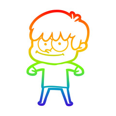 rainbow gradient line drawing happy cartoon man