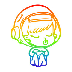 rainbow gradient line drawing cartoon pretty astronaut girl