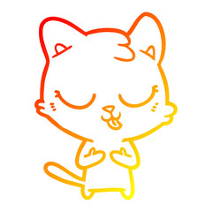 warm gradient line drawing cartoon cat