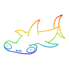 rainbow gradient line drawing cartoon hammerhead shark