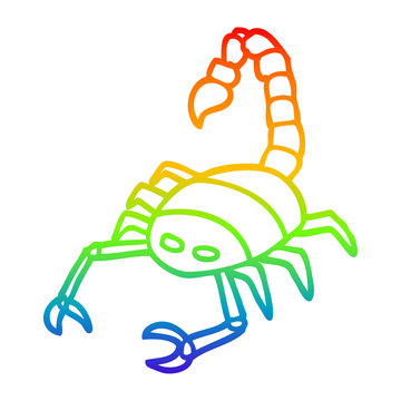 recommend clip art: rainbow gradient line drawing cartoon scorpion