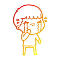 warm gradient line drawing cartoon man crying