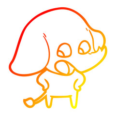 warm gradient line drawing cute cartoon elephant