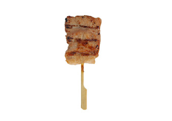 fire pork skewer isolated on white background