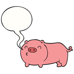 cartoon pig and speech bubble