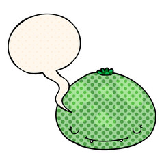 cartoon squash and speech bubble in comic book style