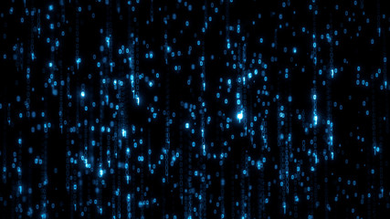Computer Binary Code Data Falling Loop/ 4k animation of an abstract computer electronics background with binary data code digits and numbers on screen falling