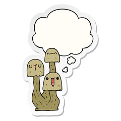 cartoon mushroom and thought bubble as a printed sticker