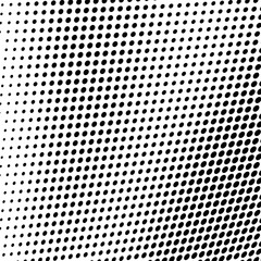 Abstract halftone texture wave dots black on white background.