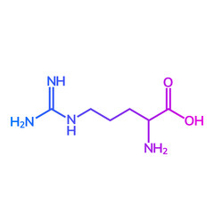 Arginine chemical formula on white background