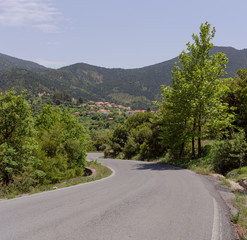 Road to the mountains near the village