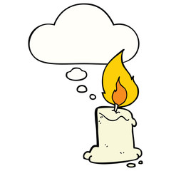 cartoon candle and thought bubble