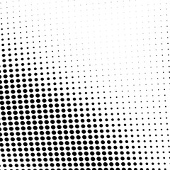 Abstract halftone texture wave dots black on white background.