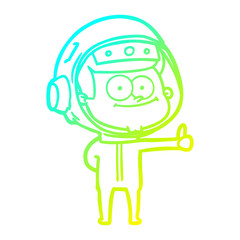 cold gradient line drawing happy astronaut cartoon